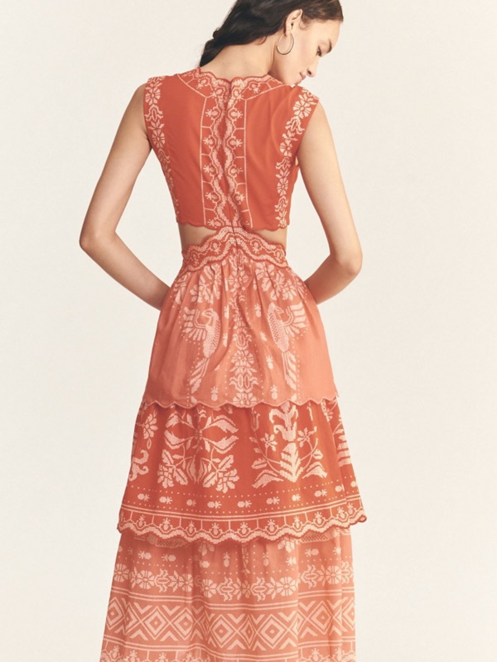 FARM Rio Coral Embroidered Midi Cotton Dress - Picture 12 of 13